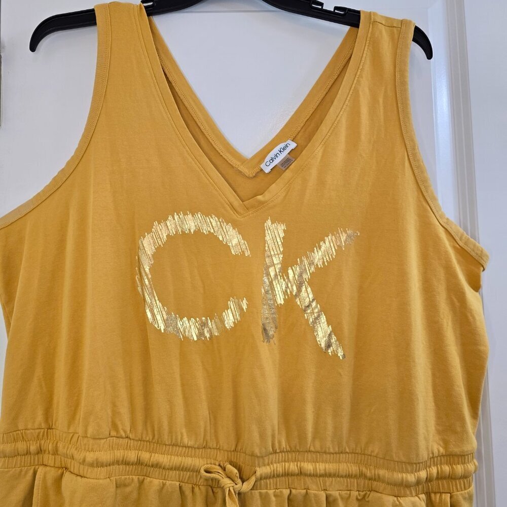 Calvin Klein CK Romper With Drawstring and Pockets - Mustard Yellow / Gold - Picture 3 of 7